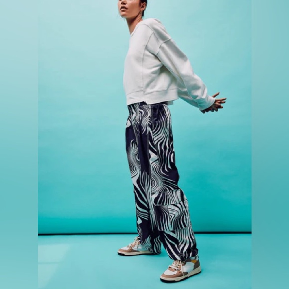 Free People FP Movement Mesmerize Me Printed Spiral Swirl Oversized Cargo Pants